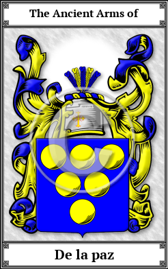 De la paz Family Crest Download (JPG)  Book Plated - 150 DPI